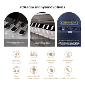 Piano numérique droit professionnel 88 touches en plastique, clavier électronique, instruments de musique, <span class=keywords><strong>synthétiseur</strong></span>, 700 rythmes, 128 - Product Image 5