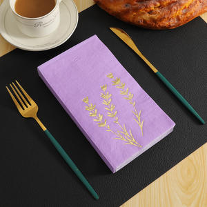 Serviette jetable en papier 2 plis, violet lavande, imprimée or, en pâte de bois vierge, pour les <span class=keywords><strong>invités</strong></span> de vos fêtes et événements - Product Image 2