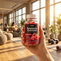 Suplementos de Gomitas Veganas Personalizadas con Sabor a Frambuesa, Ricas en Vitamina C, Sin Gluten, para Adultos, Marca Privada OEM