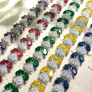 สร้อยข้อมือคริสตัลเพทายรูปหัวใจสีตามสั่ง ชุบเงิน 18k ปรับขนาดได้ สำหรับเด็กผู้หญิง - Product Image 4