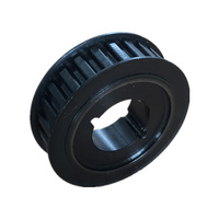 CDRIVA Polea de sincronización OEM personalizada de acero inoxidable/aluminio resistente a la corrosión, negra, con brida, buje cónico y ranuras para chavetero de 38T
