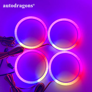 Anneaux lumineux RGBW Angel Eye Halo pour voiture, 4 pièces, 120 mm, colorés, contrôlables par application - Product Image 3