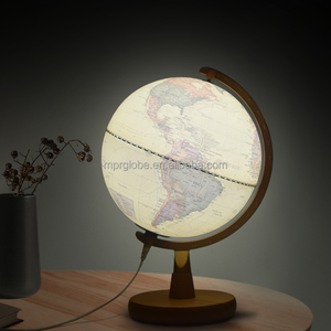LED beleuchtete Kugel mit Massivholz basis Modernes Nachtlicht für Office Home Study & Geographie Teaching Decorative <span class=keywords><strong>Desk</strong></span> Light - Product Image 2