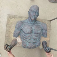 Sculptures de décoration murale, hommes forts muscles, Statues en Bronze, lutte dans les Sculptures de Relief murales