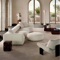 Modernes Weißes Nordisches Samt-Bezogenes Ecksofa-Set Minimalistisches Modulares Sofa für Wohnzimmer Villa Hotel Apartment