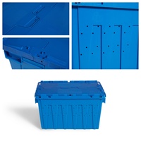 Conteneur en PP à parois perforées avec couvercle attaché TSS-TBX, empilable, emboîtable, capacité de charge de 55 L, 40 kg, épaisseur de 2,5 mm, boîtes logistiques pour la chaîne d'approvisionnement