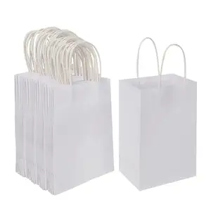 Offre spéciale Sacs à provisions en papier personnalisés pas chers au détail Sac à provisions en papier kraft blanc à poignée torsadée