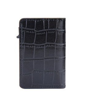 Nouvel étui porte-cartes automatique en cuir PU à motif crocodile avec protection <span class=keywords><strong>RFID</strong></span> pour hommes, étui de protection pour portefeuilles de cartes masculins - Product Image 3