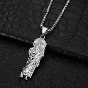 Collier avec pendentif religieux St. Jude en acier inoxydable, plaqué or et argent, bijoux Hip Hop unisexes, cadeau pour hommes et femmes - Product Image 3