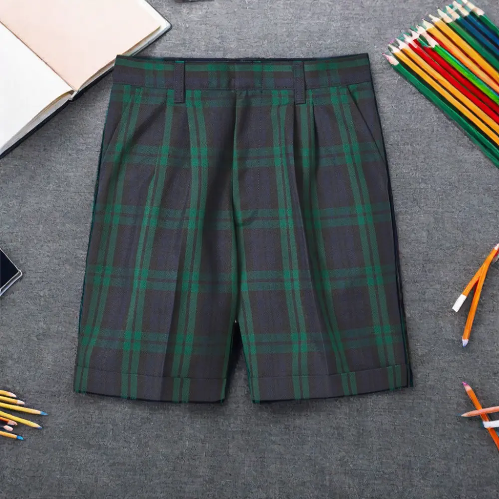 New Arrival Custom School Uniform Shorts Primary Boys High Waist Plaid Shorts Shorts Boys School Wear for Students