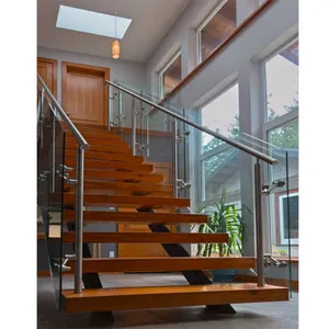 Escadas retas de madeira modernas fabricadas escadas modernas de metal de ferro escadas brancas degraus