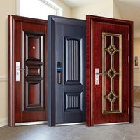 Porte de sécurité en acier antivol robuste au design moderne, ouverture manuelle, pour maison, villa, entrée principale, porte simple