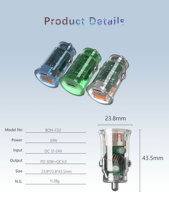Chargeur de voiture USB mini transparent 30W, résistant au feu, adaptateur d'alimentation mobile, charge rapide, certification ETL FCC CE, fabricant OEM ODM