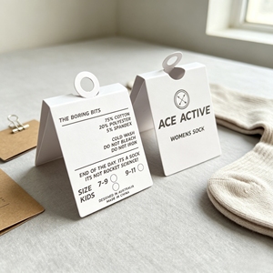 Carte de présentation personnalisée pour chaussettes avec logo, carte de présentation en papier pour la vente au détail avec crochet en papier pour l'emballage des chaussettes - Product Image 1