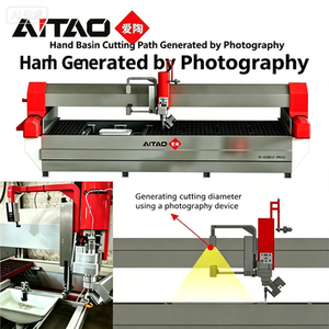 เครื่องตัดวอเตอร์เจ็ท CNC 5 แกนอเนกประสงค์ Aitao กำลังไฟ 40.8 กิโลวัตต์ สำหรับตัดแผ่นเหล็กหนา 100 มม. ใช้ทำเคาน์เตอร์ครัว อ่างล้างจาน และอ่างล้างหน้า - Product Image 1