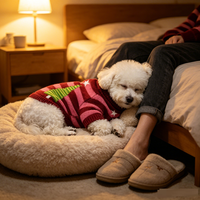 Pull de Noël mignon pour chien, col roulé en tricot avec motif d'arbre de Noël et d'étoile, vêtements chauds d'hiver pour chiots et chatons