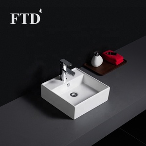 Lavabo Cuadrado de Diseño Moderno Europeo, Lavabo de Cerámica de un Solo Orificio Fácil de Limpiar para Uso en Hoteles, Encimera - Product Image 1