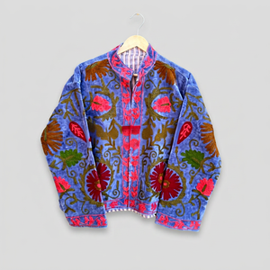 Indian <b>Velvet</b> <b>Jacket</b> Handmade Floral Embroidery Suzani <b>Velvet</b> Coat Inside Cotton Lining <b>Jacket</b> <b>Women</b> Winter Clothing Coat - Product Image 1