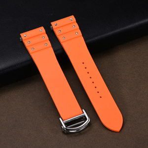 Bracelet de montre en caoutchouc FKM souple de luxe pour Cartier <span class=keywords><strong>Santos</strong></span> avec connecteur à dégagement rapide, 21 mm - Product Image 6