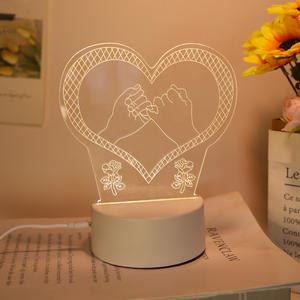 โคมไฟตั้งโต๊ะ LED แบบ3D ลวงตาโคมไฟอะคริลิคสำหรับตกแต่งบ้านไฟกลางคืนโลโก้ตลกโคมไฟห้องนอนแสงอบอุ่น - Product Image 1