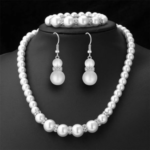Wedding Lady engagement trang sức ngọc trai mạ vàng 4 cái bán buôn 4 cái sang trọng bạc thời trang Bridal Jewelry <span class=keywords><strong>sets</strong></span> đối với phụ nữ - Product Image 3