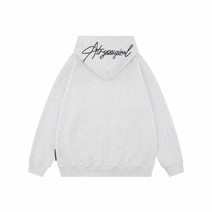 Sweat-shirt unisexe original <span class=keywords><strong>vintage</strong></span> de style américain rétro en coton lourd à capuche avec broderie multi-lignes et fermeture éclair - Product Image 4