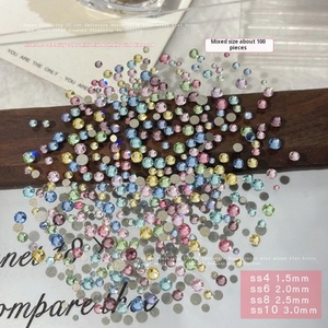 Decoración de Uñas de Alta Calidad, Piedras de Cristal Redondas Mini con Base Plana, Mezcla de Colores, Brillantes, Blancas, para Arte de Uñas - Product Image 5
