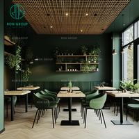 Table carrée en bois écologique Ron Group, chaise en velours, banquette rembourrée à dossier haut, mobilier de restaurant pour café
