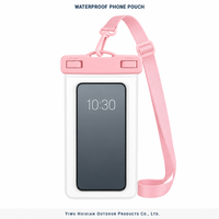 Pochette de téléphone transparente et étanche personnalisée avec fermeture à glissière bleue et cordon pivotant, sac étanche pour piscine et voyage