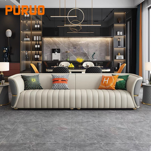 PURUO <span class=keywords><strong>Royal</strong></span> Villa canapés italiens canapé de luxe salon <span class=keywords><strong>suite</strong></span> en cuir véritable canapé sectionnel ensemble de meubles de salon canapé <span class=keywords><strong>3</strong></span> places - Product Image 1