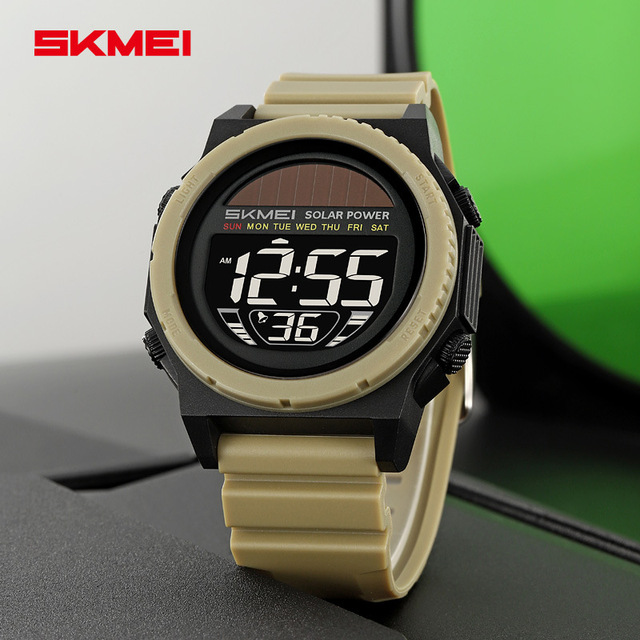 Men's Fashion SKMEI2358 Watch Eco-Friendly ABS Case & Band Multi-Functional Solar Electronic Waterproof Watch Digital