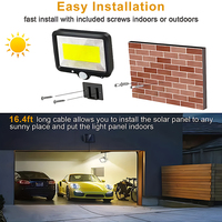 Lampe murale solaire extérieure à détecteur de mouvement, panneau solaire séparé, 3 modes réglables, lampe de sécurité LED pour jardin, garage, patio, cour