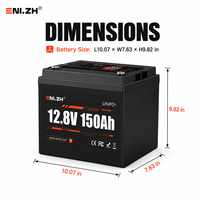 Batterie LiFePO4 Enlzh 12,8 V 150 Ah avec BMS 100 A pour véhicules électriques, bateaux, camping-cars, stockage solaire - Système 4 cellules