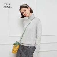 Pull en tricot fin pour femme, décontracté, d'automne, avec détails boutonnés et col roulé