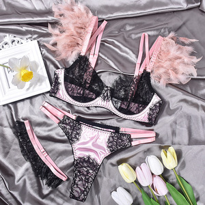 New Sexy Lingerie Lace Satin Three-piece Sexy Lingerie Set - Product Image 3