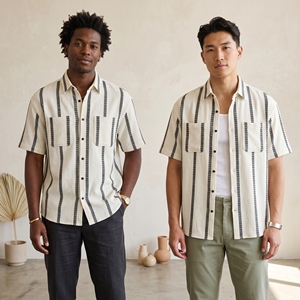 <span class=keywords><strong>Camicia</strong></span> Casual da <span class=keywords><strong>Uomo</strong></span> in <span class=keywords><strong>Lino</strong></span> <span class=keywords><strong>a</strong></span> <span class=keywords><strong>Righe</strong></span>, Traspirante Estiva <span class=keywords><strong>a</strong></span> Maniche Corte per Vacanze al Mare - Product Image 3