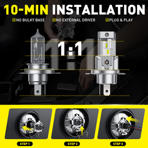 AUXITO H4 H11 H8 H9 LED Headlight Bulbs 20W 2500LM White <b>Light</b> Replace HID Direct-<b>plug</b> Double 1:1 HID Headlight Bulbs - Product Image 4