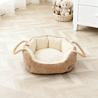 Petopia Premium Luxus Komfortables Hunde-Plüschbett Rechteckiges Donut-Auto-Haustierbett mit Abnehmbarem Bezug Leinen Einfarbiger Cord