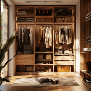 Industrial Wooden Wardrobe Solid Wood <b>Frame</b> Freestanding Storage Cabinet Waterproof for Modern Urban Apartment - Product Image 3