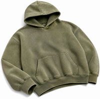 Sweat à capuche court et ample en molleton bouclé 450 GSM, effet délavé vintage, style streetwear, vente en gros