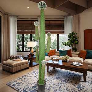Stock di lusso di grandi dimensioni artificiali PE <span class=keywords><strong>Cactus</strong></span> 225CM di altezza erba di plastica di alta garanzia per Indoor tropicale Bonsai all'aperto fiore di palma - Product Image 5