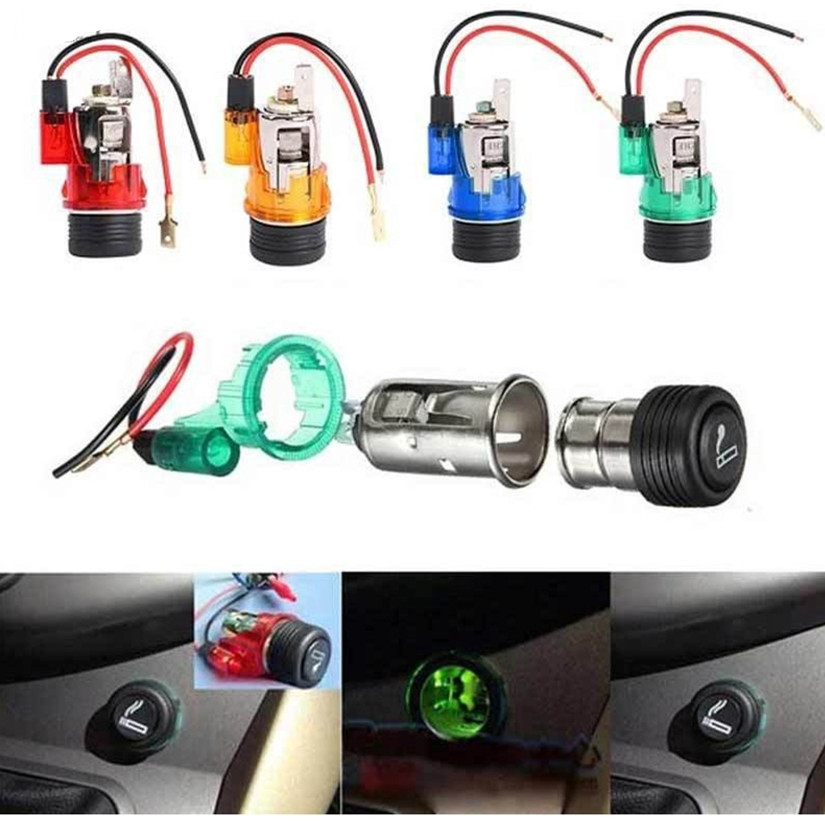 Car Cigarette Lighter Assembly, 12V Socket with Multicolor Luminous  Features