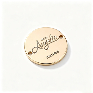 Round Metal Logo Tag Custom Sew on Clothing <b>Labels</b> for Garment Washable Wholesale Private Brand <b>Name</b> Metal Tags for Apparel - Product Image 4