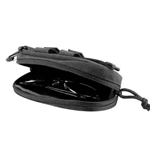 Tactical Sunglasses Carrying Case Black Molle Zipper Eyeglasses Hard Case with Clips