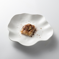 Esanjoy Assiette en porcelaine blanche mate populaire Bols Plaque De Porcelaine Nourriture occidentale Assiettes à vaisselle irrégulières en céramique à pli unique