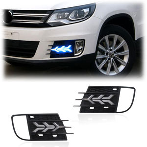 Gobison 3 Couleurs DRL Avec <span class=keywords><strong>Feu</strong></span> de Signalisation Jaune LED Feux Diurnes <span class=keywords><strong>Pour</strong></span> Volkswagen VW Tiguan 2014-2018 Phares Antibrouillard - Product Image 1