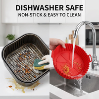 Revestimiento de silicona reutilizable personalizado para freidora de aire, cesta para freidora de aire de grado alimenticio, bandeja antiadherente sin BPA con asas