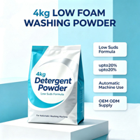 Lessive en poudre faiblement moussante 4kg, jusqu'à 20% de matière active, pour lave-linge automatique, vente en gros en vrac
