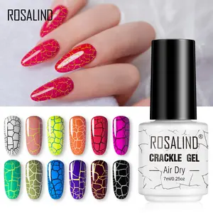 ROSALIND nail products oem private label 7ml nail art quick drying gel nail polish no need uv lamp air dry crackle gel polish