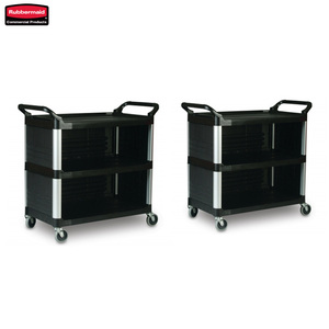 <span class=keywords><strong>Rubbermaid</strong></span> fg409300bla tiện ích giỏ hàng với kèm theo kết thúc tấm trên 3 bên màu đen thực phẩm Dinning xe đẩy - Product Image 4